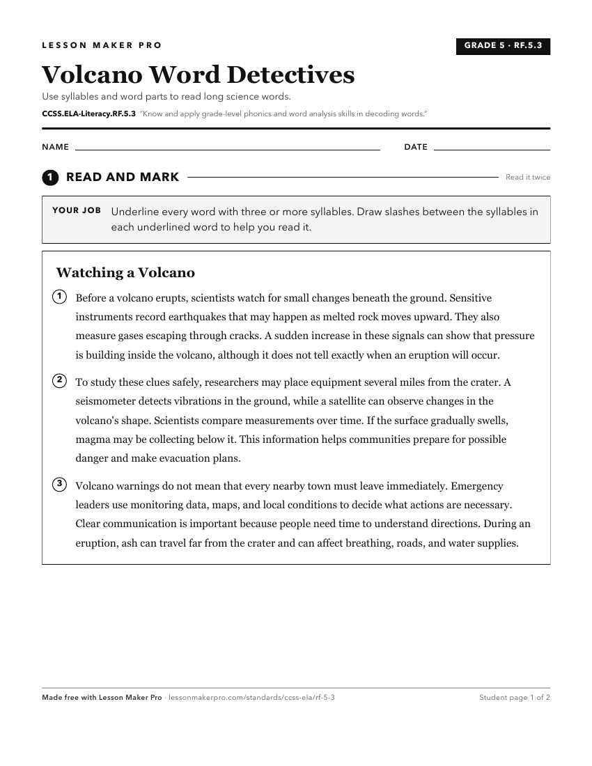 Preview of the CCSS.ELA-Literacy.RF.5.3 printable worksheet