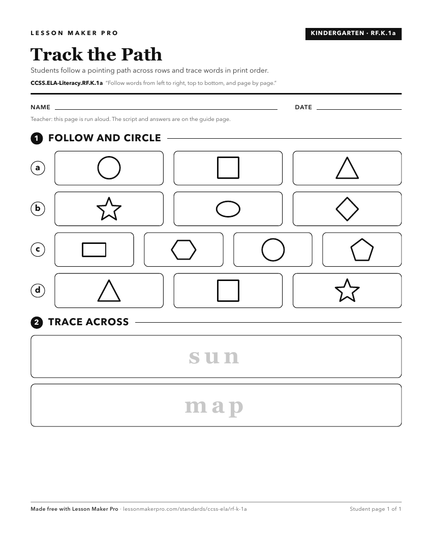 Preview of the CCSS.ELA-Literacy.RF.K.1a printable worksheet