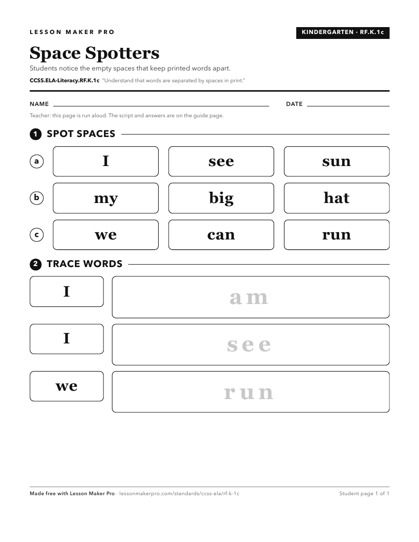 Preview of the CCSS.ELA-Literacy.RF.K.1c printable worksheet