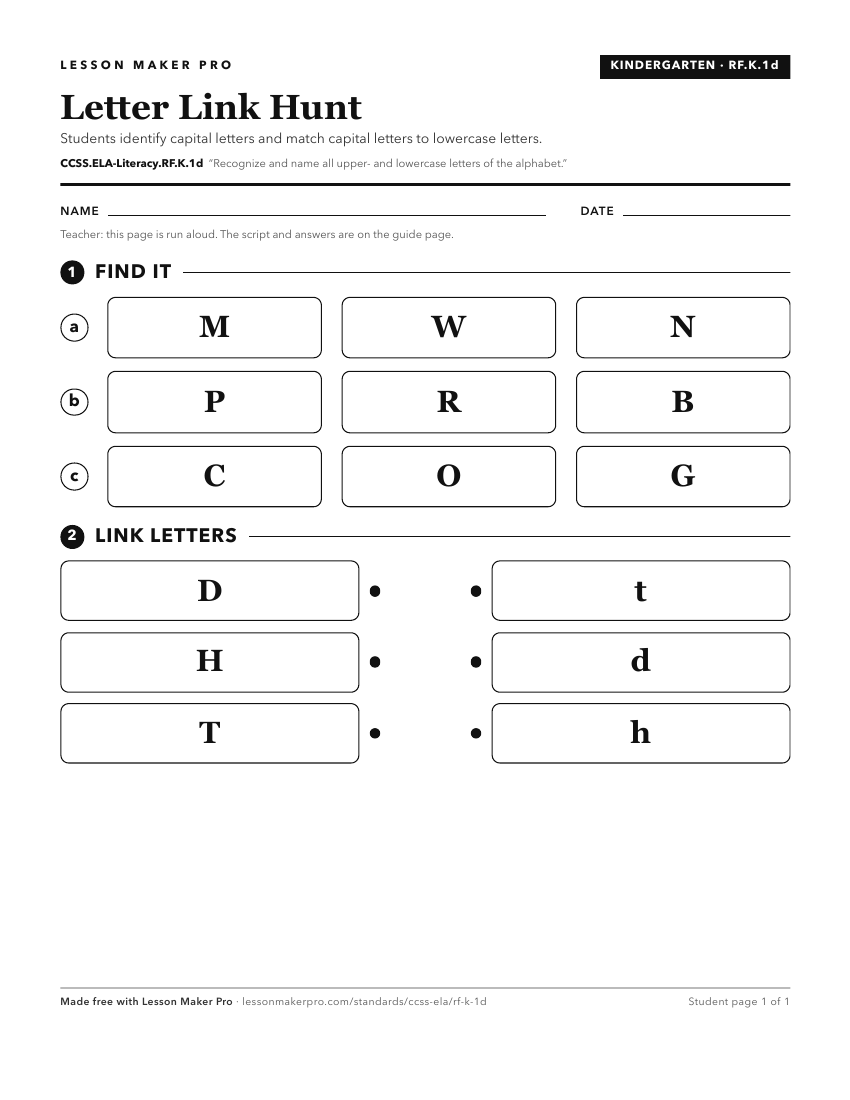 Preview of the CCSS.ELA-Literacy.RF.K.1d printable worksheet