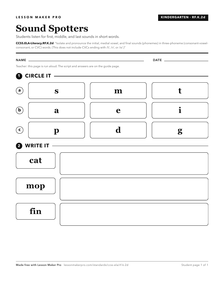 Preview of the CCSS.ELA-Literacy.RF.K.2d printable worksheet