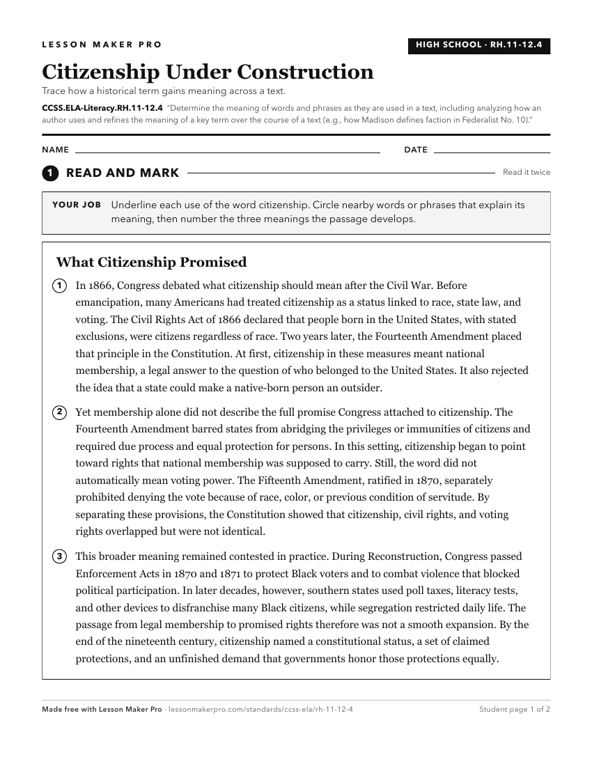 Preview of the CCSS.ELA-Literacy.RH.11-12.4 printable worksheet
