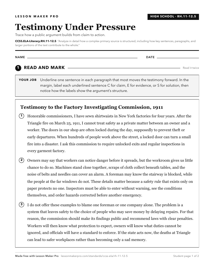 Preview of the CCSS.ELA-Literacy.RH.11-12.5 printable worksheet