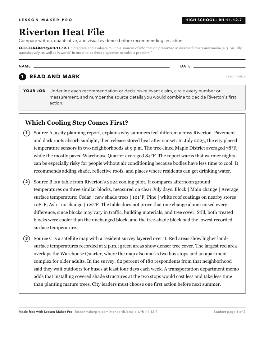 Preview of the CCSS.ELA-Literacy.RH.11-12.7 printable worksheet