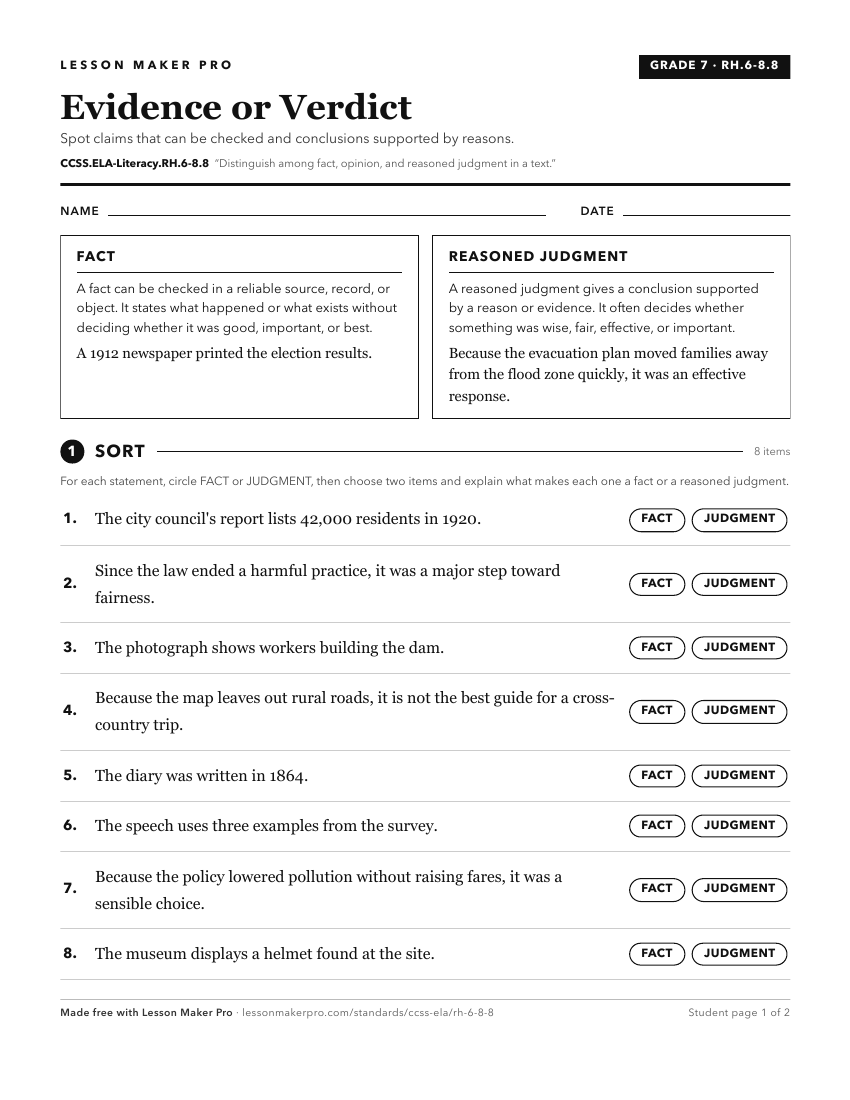 Preview of the CCSS.ELA-Literacy.RH.6-8.8 printable worksheet