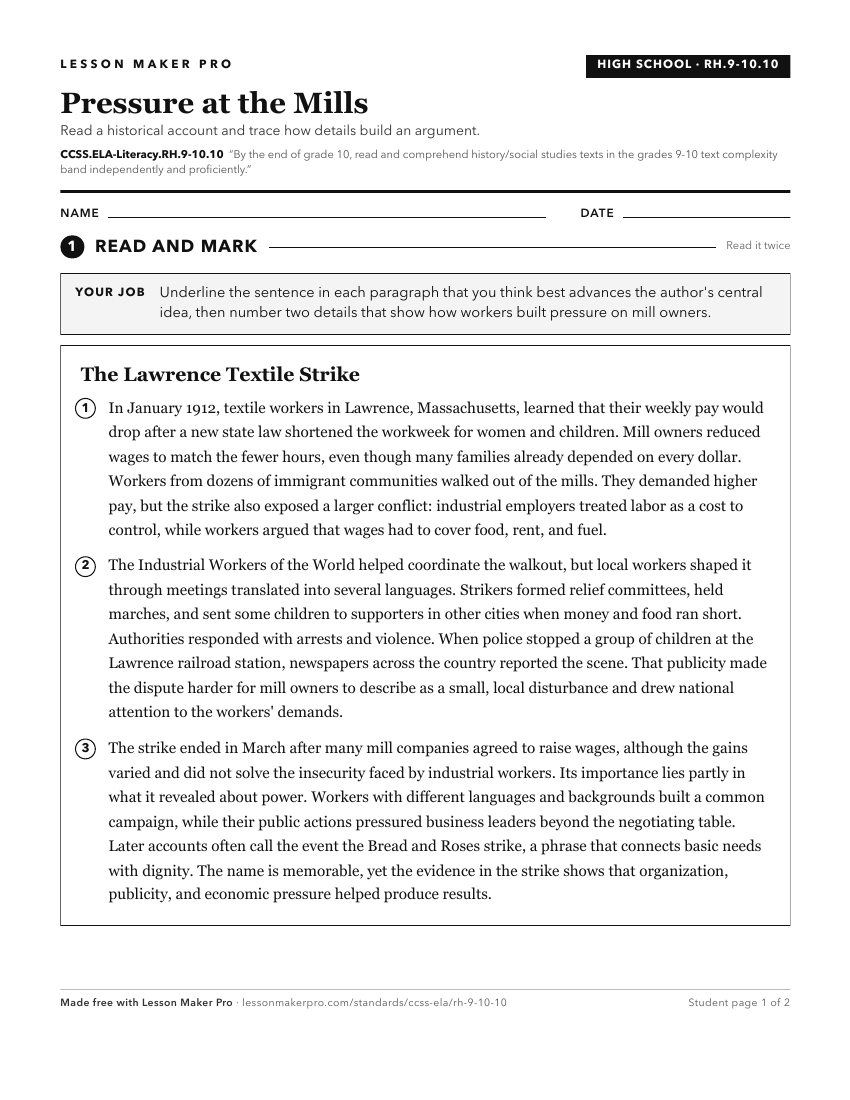 Preview of the CCSS.ELA-Literacy.RH.9-10.10 printable worksheet