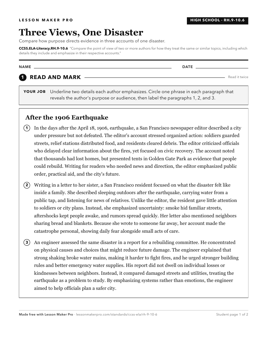Preview of the CCSS.ELA-Literacy.RH.9-10.6 printable worksheet