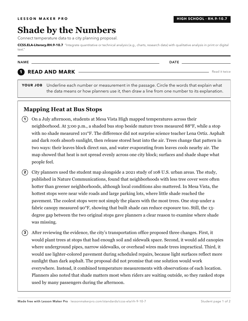 Preview of the CCSS.ELA-Literacy.RH.9-10.7 printable worksheet
