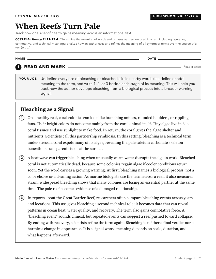 Preview of the CCSS.ELA-Literacy.RI.11-12.4 printable worksheet