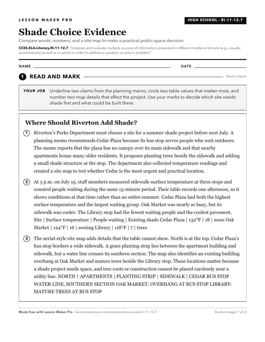 Preview of the CCSS.ELA-Literacy.RI.11-12.7 printable worksheet