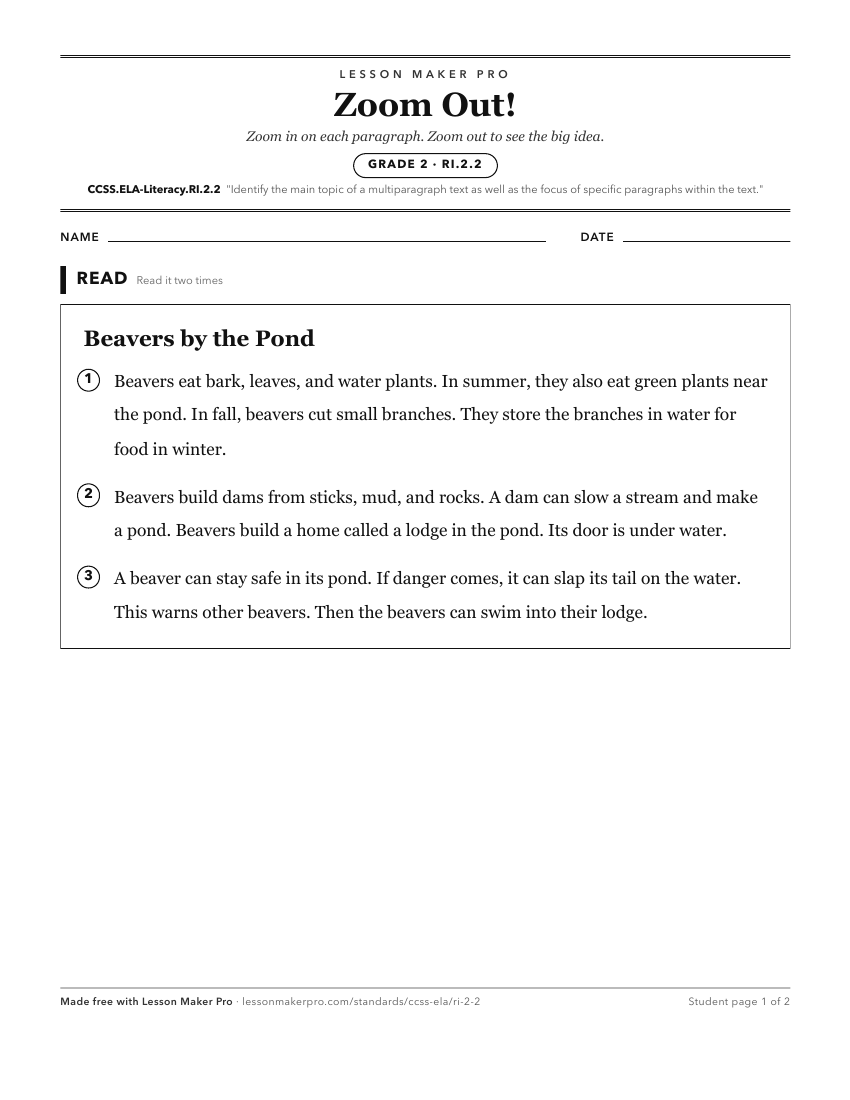 Preview of the CCSS.ELA-Literacy.RI.2.2 printable worksheet