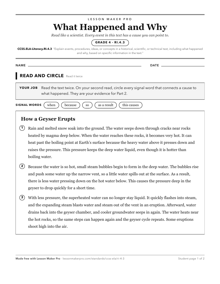 Preview of the CCSS.ELA-Literacy.RI.4.3 printable worksheet