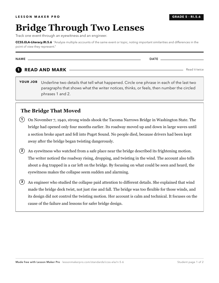 Preview of the CCSS.ELA-Literacy.RI.5.6 printable worksheet