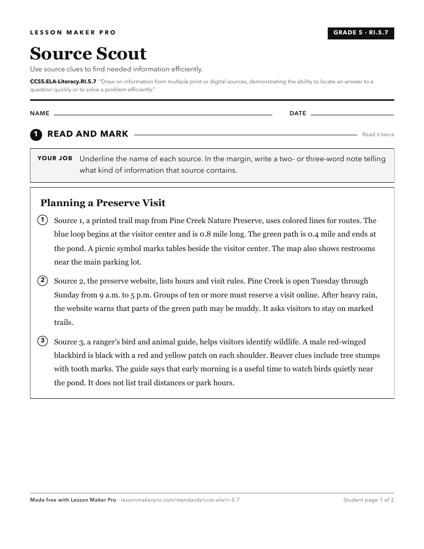 Preview of the CCSS.ELA-Literacy.RI.5.7 printable worksheet