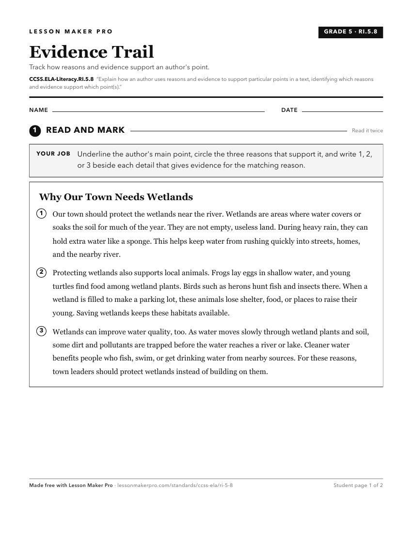 Preview of the CCSS.ELA-Literacy.RI.5.8 printable worksheet