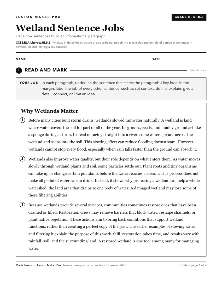 Preview of the CCSS.ELA-Literacy.RI.8.5 printable worksheet