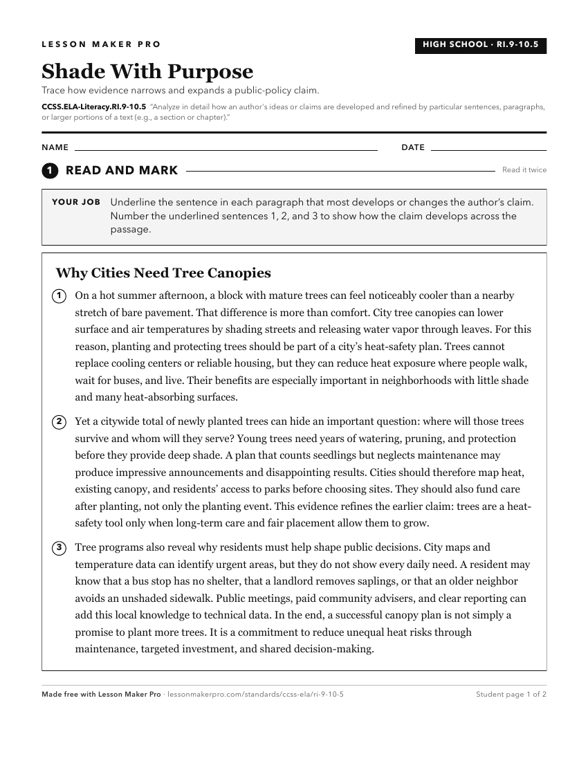 Preview of the CCSS.ELA-Literacy.RI.9-10.5 printable worksheet