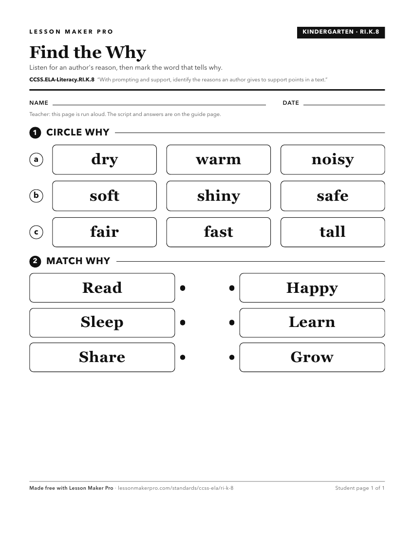 Preview of the CCSS.ELA-Literacy.RI.K.8 printable worksheet