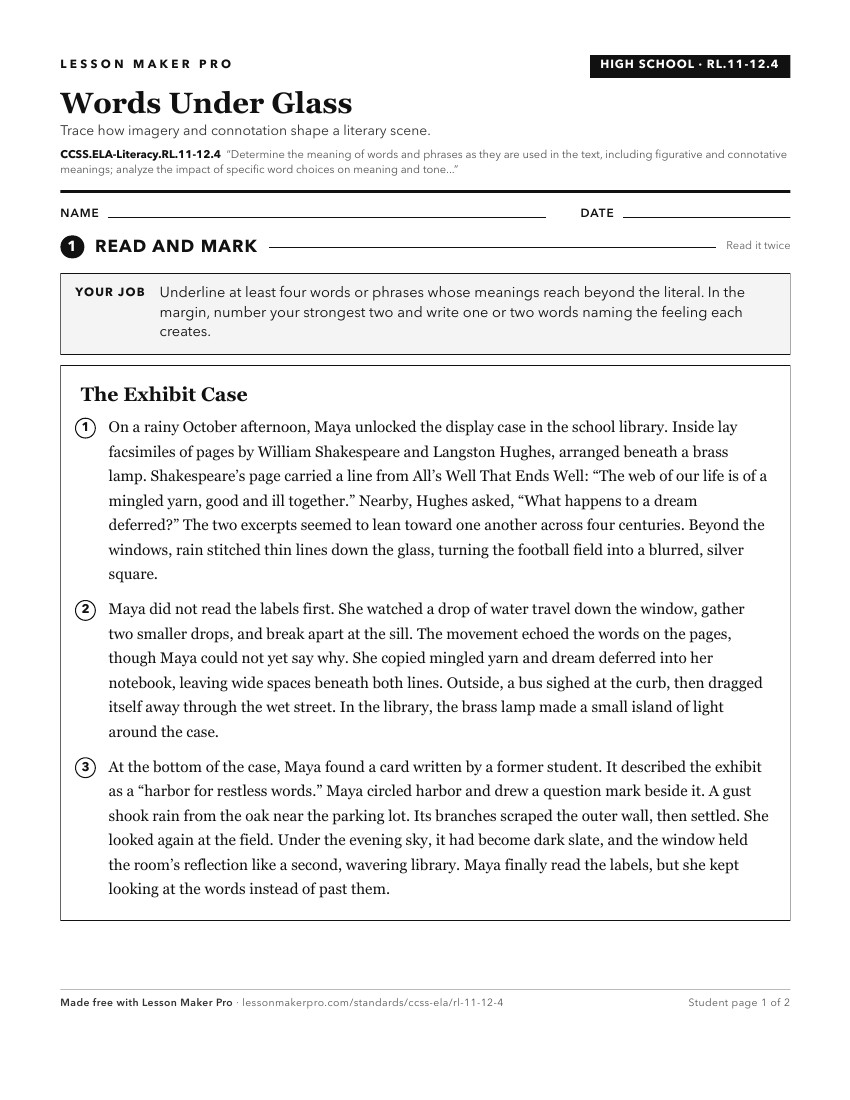 Preview of the CCSS.ELA-Literacy.RL.11-12.4 printable worksheet