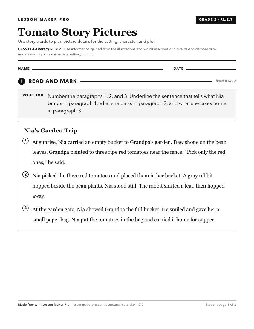 Preview of the CCSS.ELA-Literacy.RL.2.7 printable worksheet