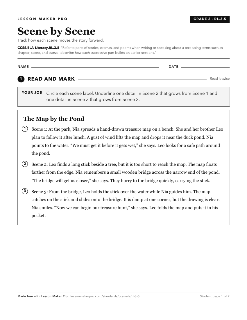 Preview of the CCSS.ELA-Literacy.RL.3.5 printable worksheet