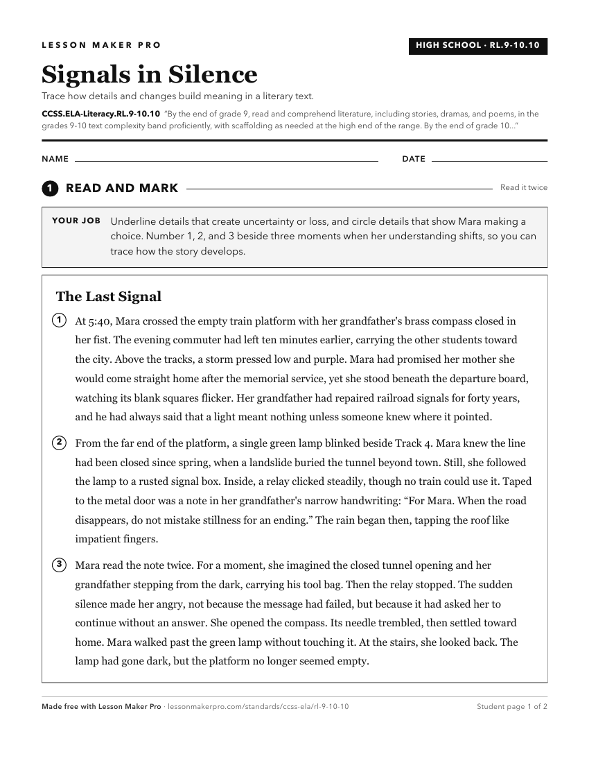 Preview of the CCSS.ELA-Literacy.RL.9-10.10 printable worksheet