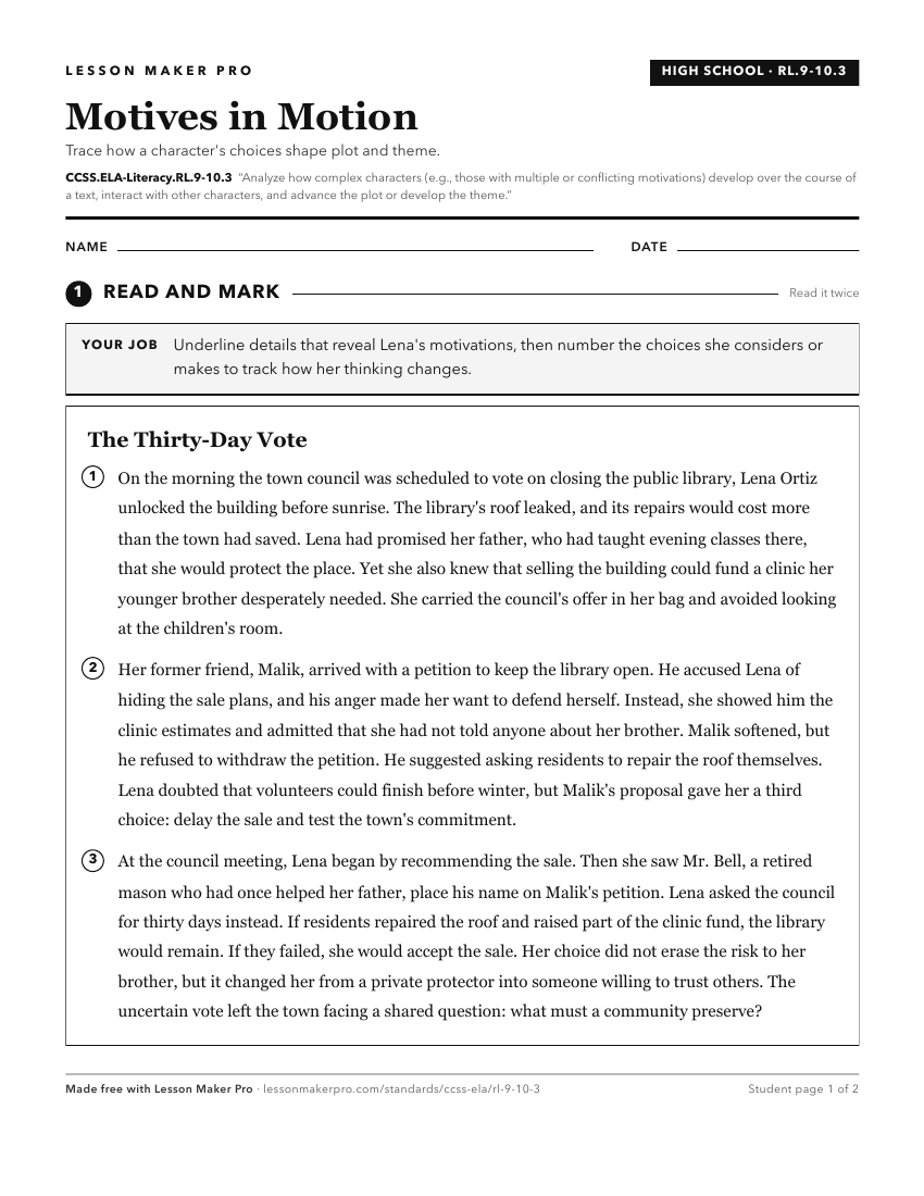 Preview of the CCSS.ELA-Literacy.RL.9-10.3 printable worksheet