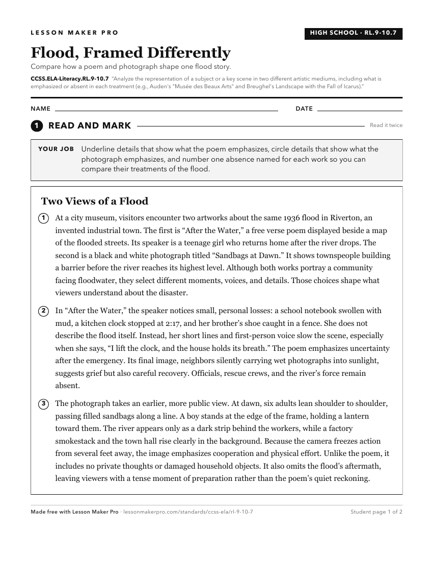 Preview of the CCSS.ELA-Literacy.RL.9-10.7 printable worksheet