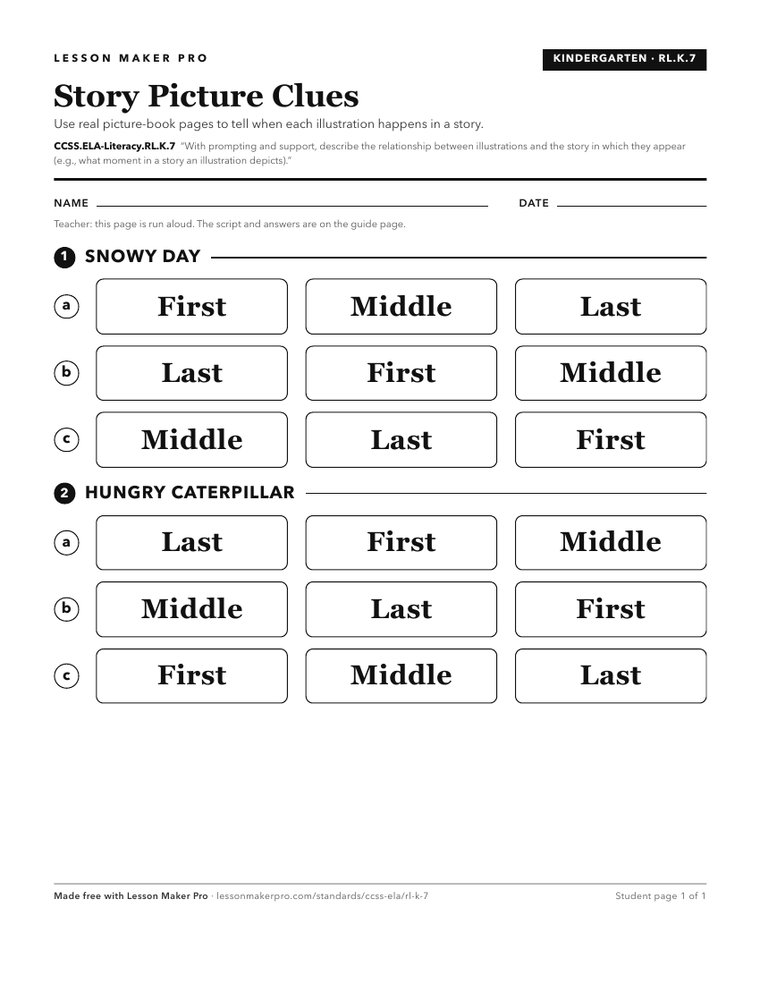 Preview of the CCSS.ELA-Literacy.RL.K.7 printable worksheet