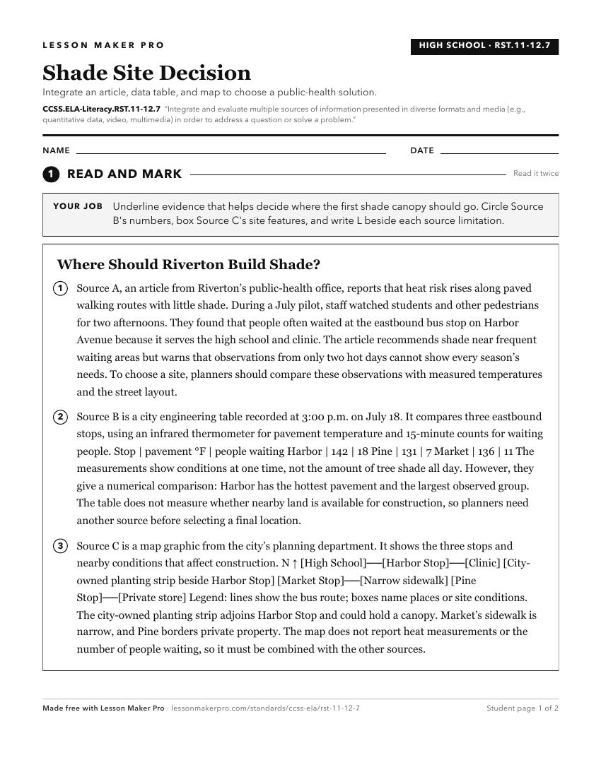 Preview of the CCSS.ELA-Literacy.RST.11-12.7 printable worksheet