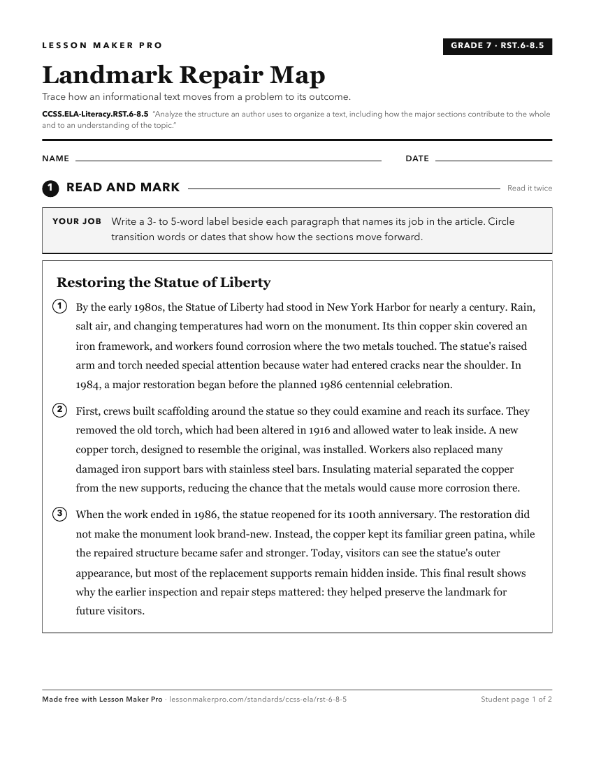 Preview of the CCSS.ELA-Literacy.RST.6-8.5 printable worksheet