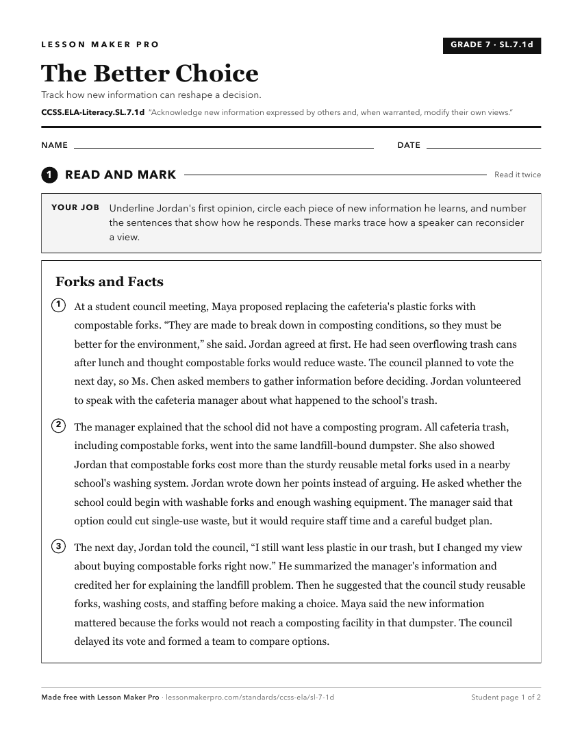 Preview of the CCSS.ELA-Literacy.SL.7.1d printable worksheet