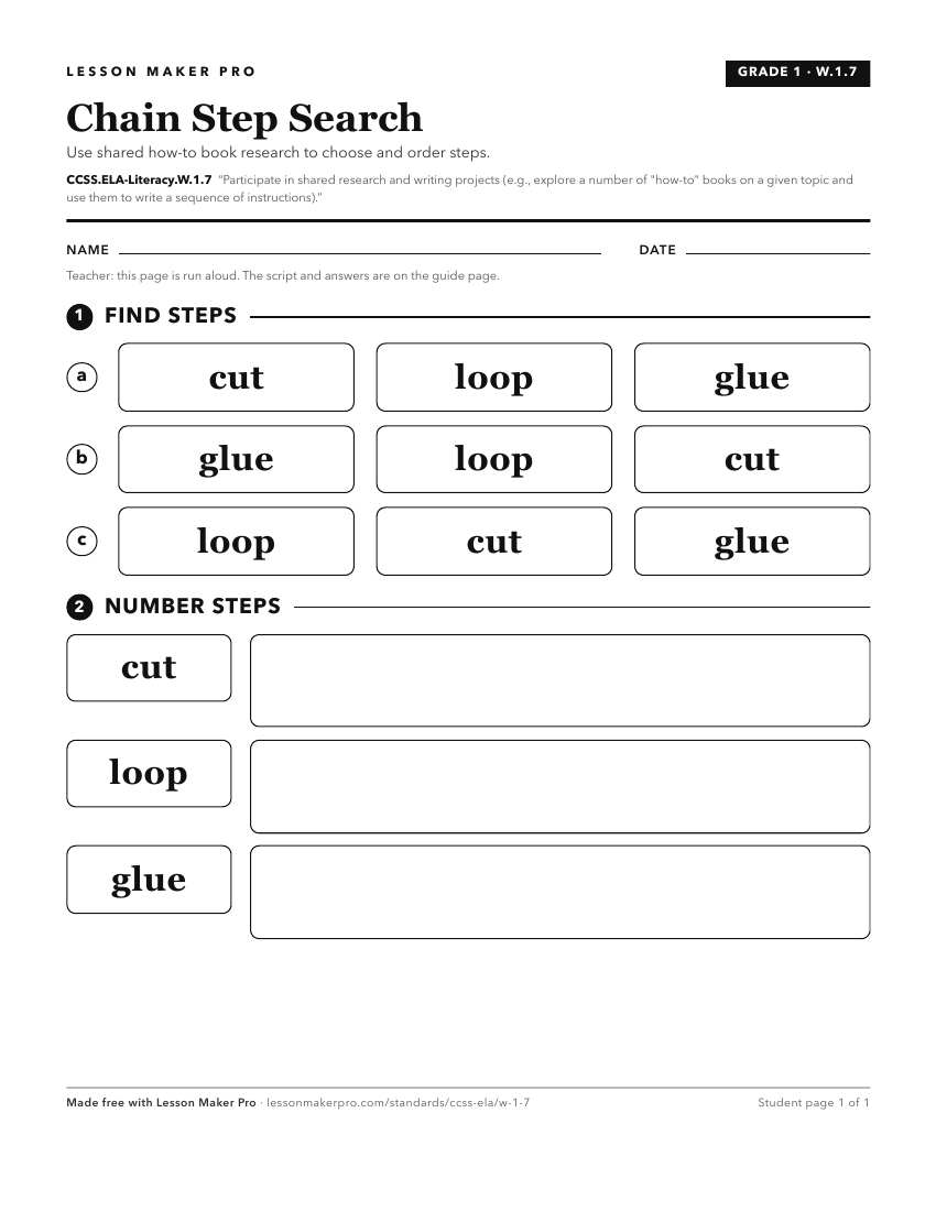 Preview of the CCSS.ELA-Literacy.W.1.7 printable worksheet