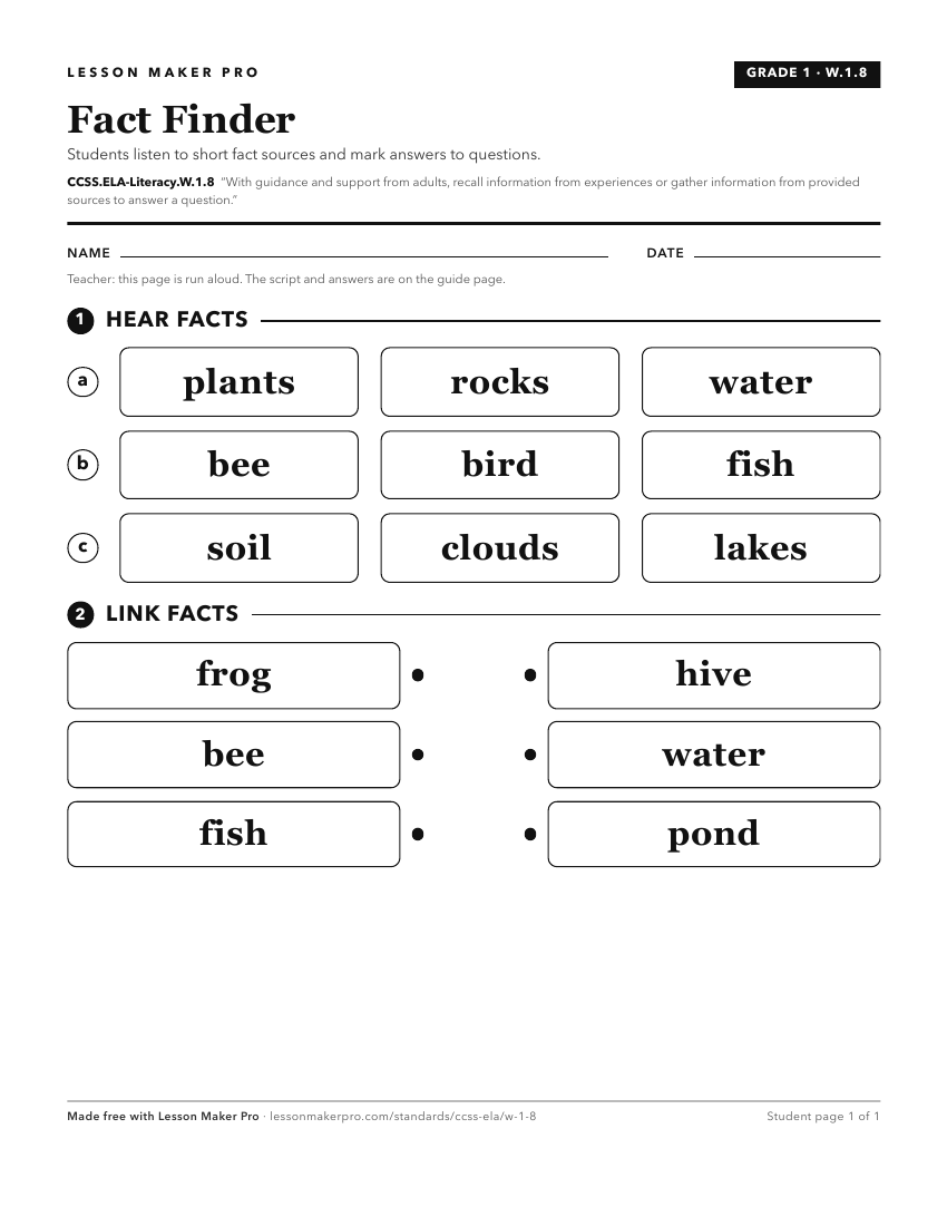 Preview of the CCSS.ELA-Literacy.W.1.8 printable worksheet