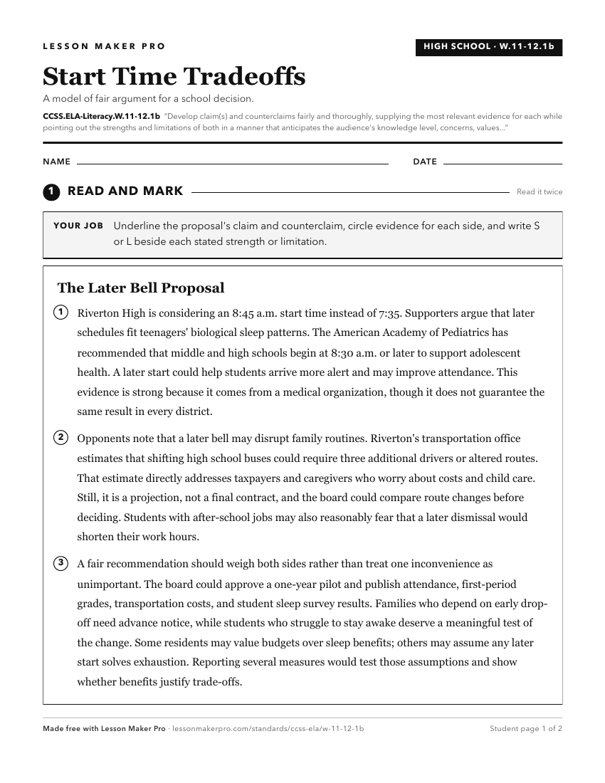 Preview of the CCSS.ELA-Literacy.W.11-12.1b printable worksheet