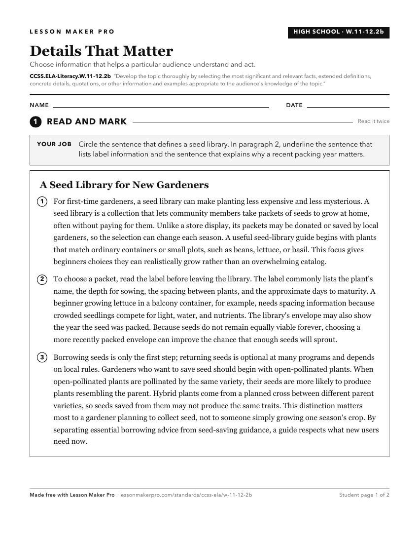 Preview of the CCSS.ELA-Literacy.W.11-12.2b printable worksheet