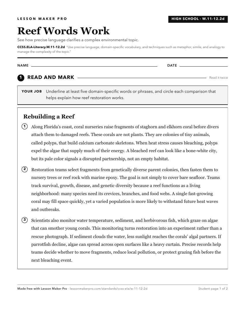 Preview of the CCSS.ELA-Literacy.W.11-12.2d printable worksheet