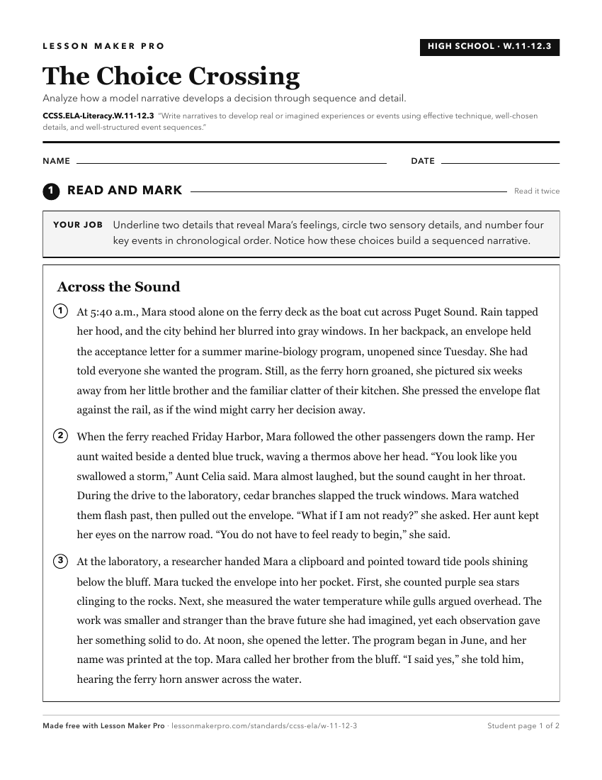 Preview of the CCSS.ELA-Literacy.W.11-12.3 printable worksheet