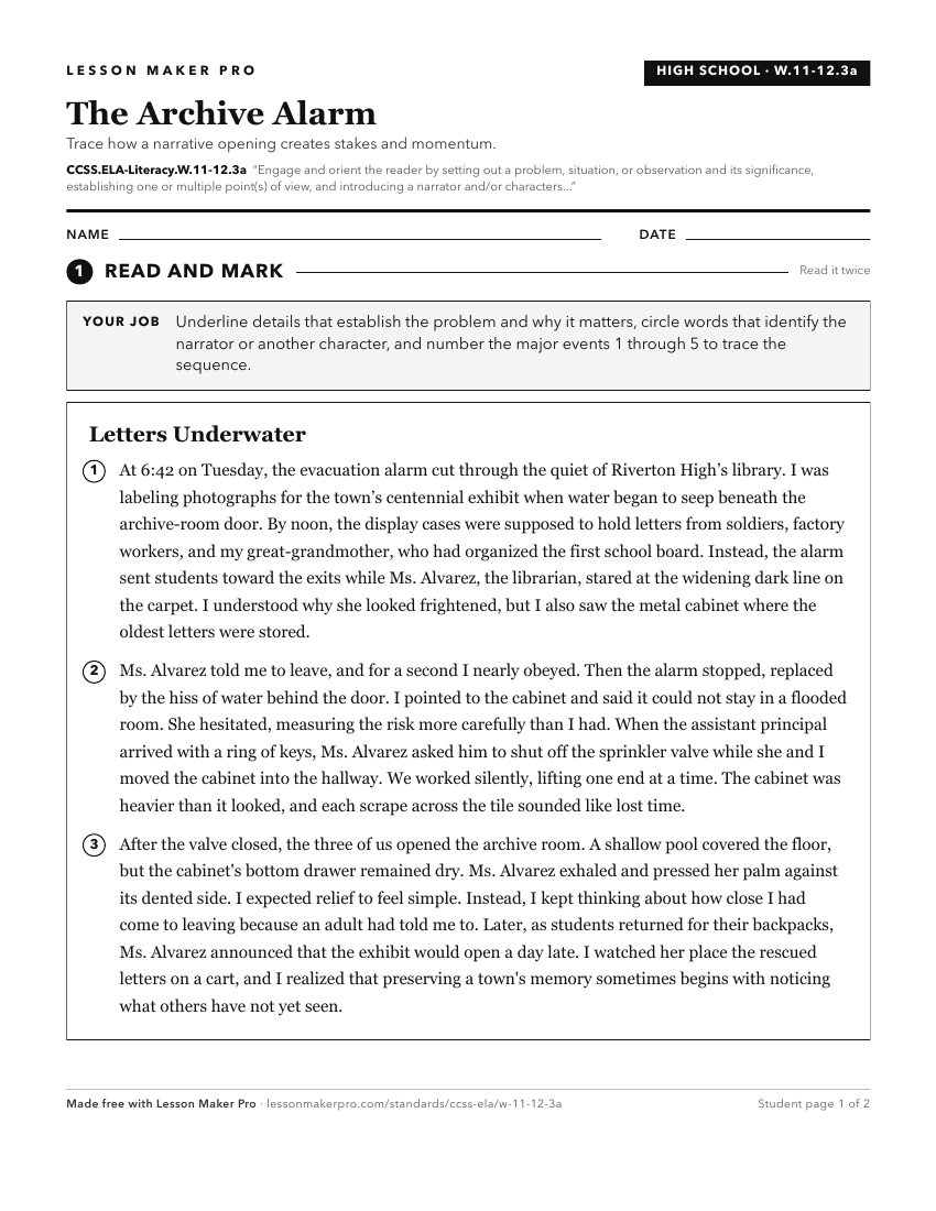 Preview of the CCSS.ELA-Literacy.W.11-12.3a printable worksheet
