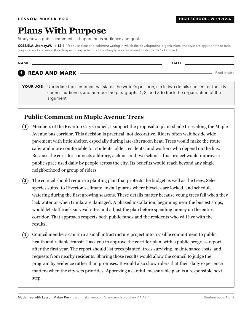 Preview of the CCSS.ELA-Literacy.W.11-12.4 printable worksheet