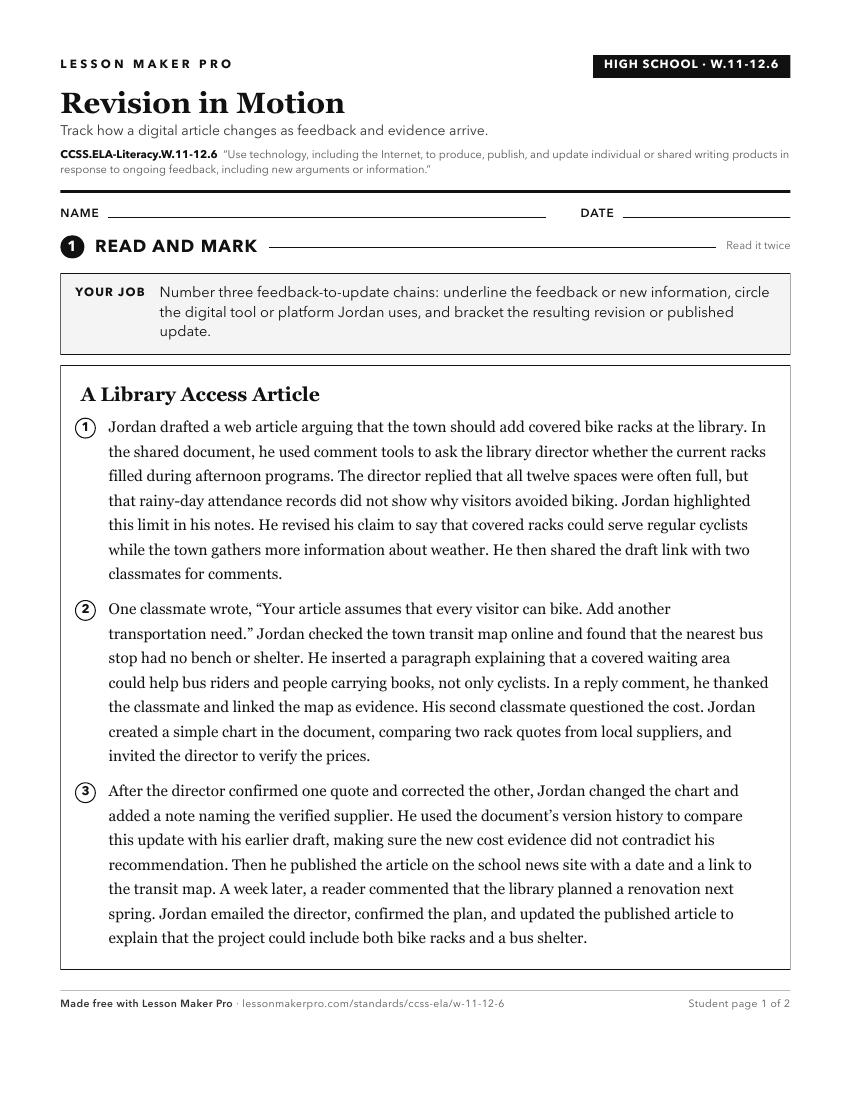 Preview of the CCSS.ELA-Literacy.W.11-12.6 printable worksheet
