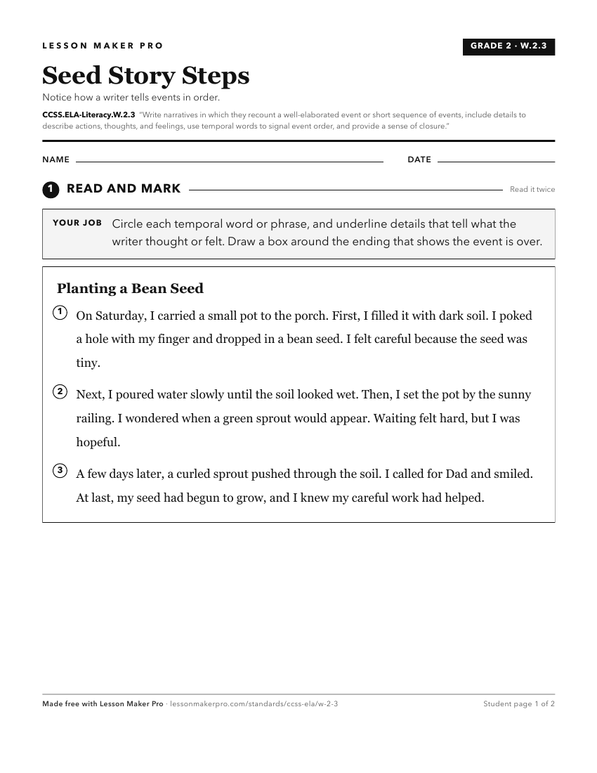 Preview of the CCSS.ELA-Literacy.W.2.3 printable worksheet
