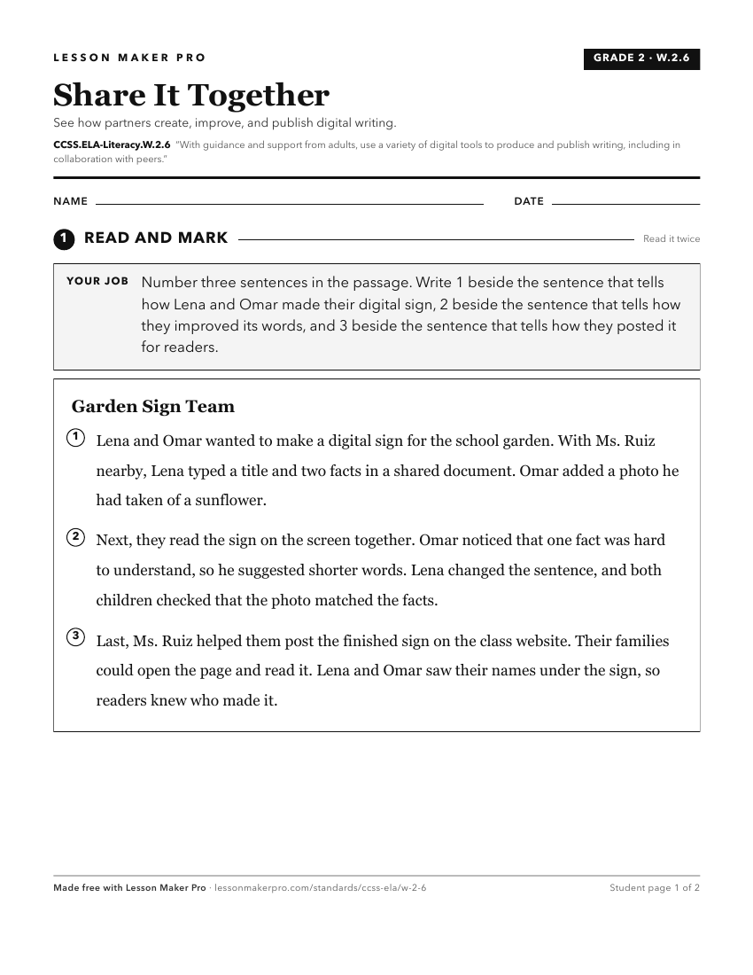 Preview of the CCSS.ELA-Literacy.W.2.6 printable worksheet