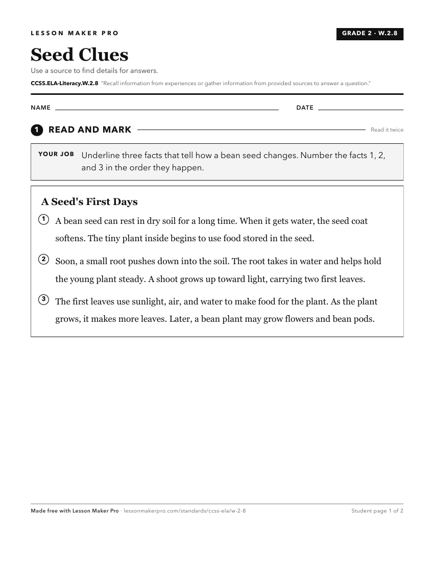 Preview of the CCSS.ELA-Literacy.W.2.8 printable worksheet