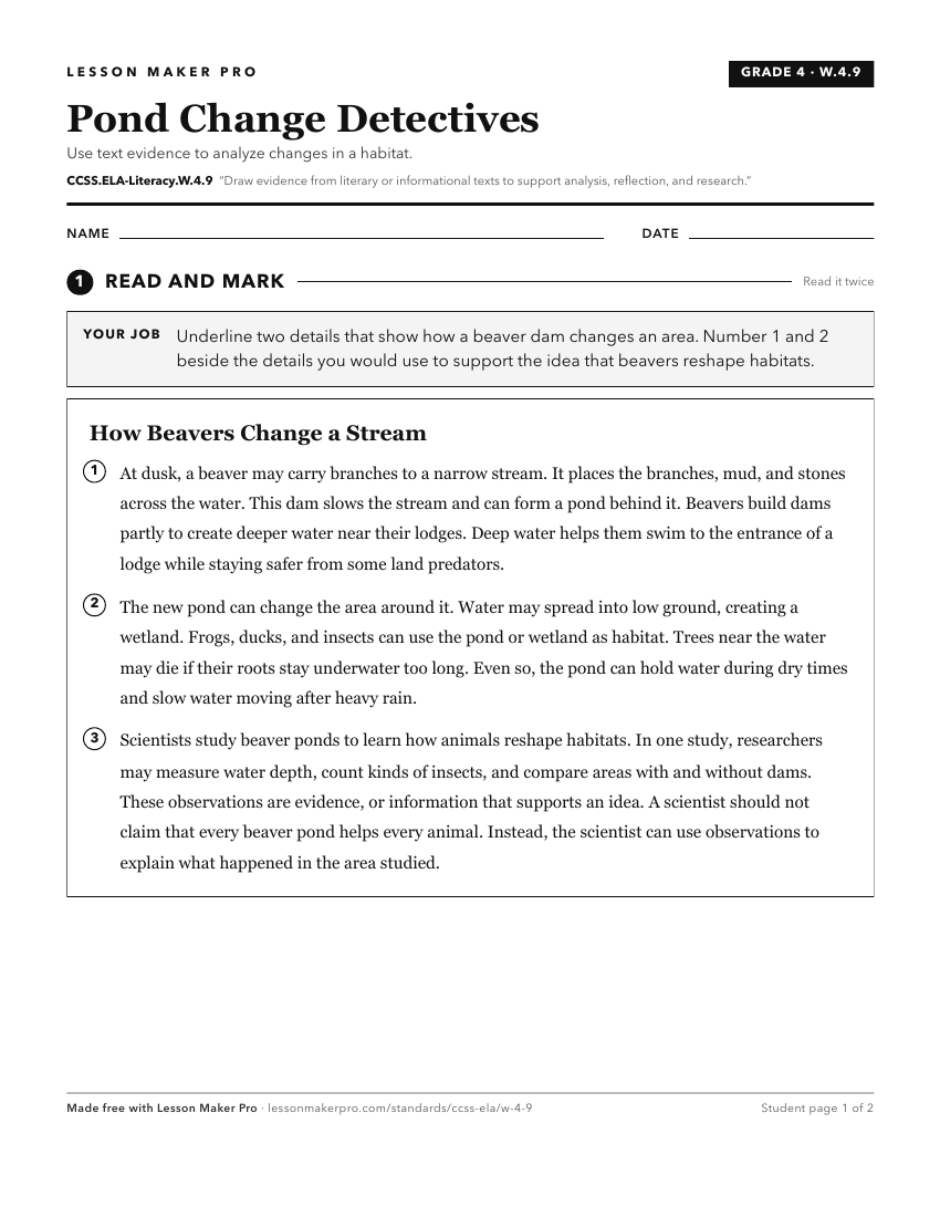 Preview of the CCSS.ELA-Literacy.W.4.9 printable worksheet
