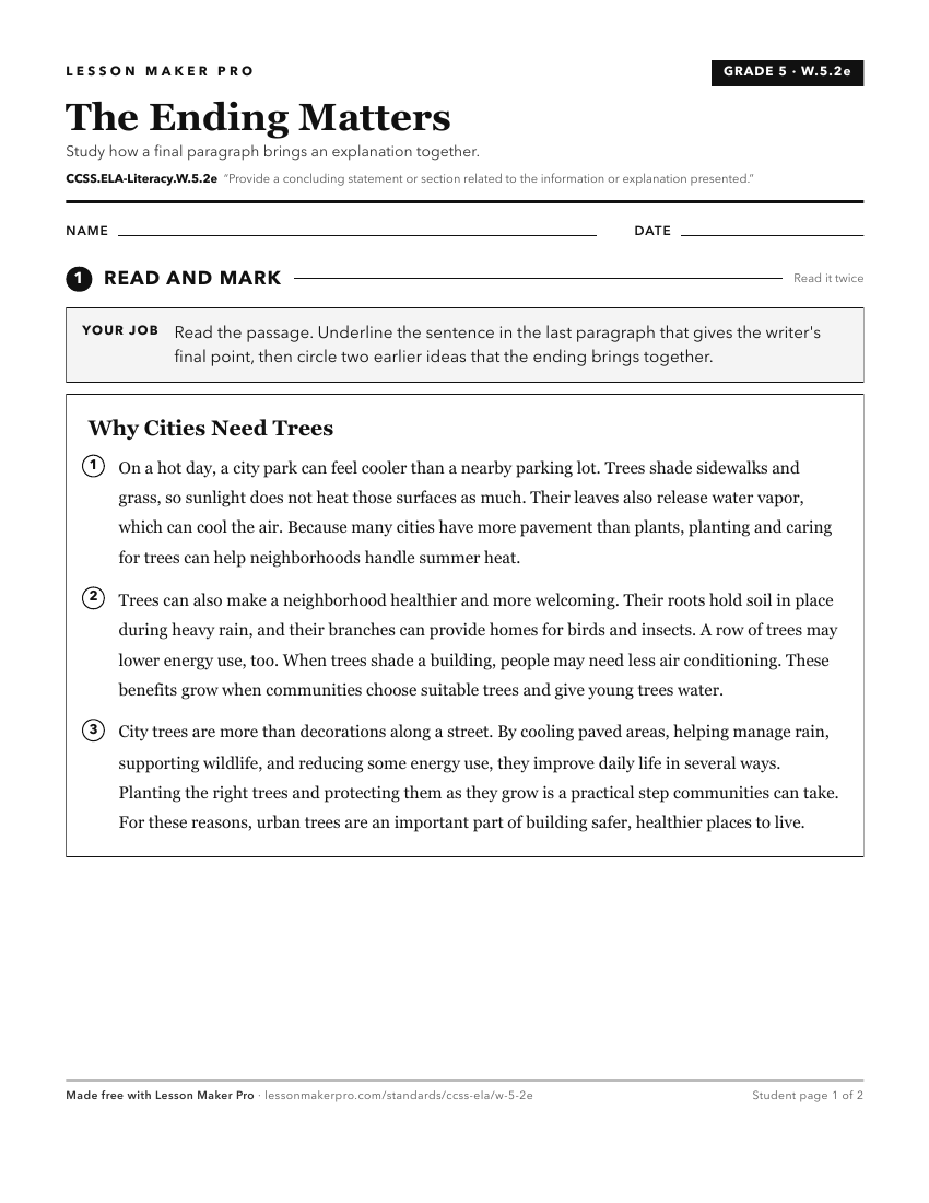 Preview of the CCSS.ELA-Literacy.W.5.2e printable worksheet