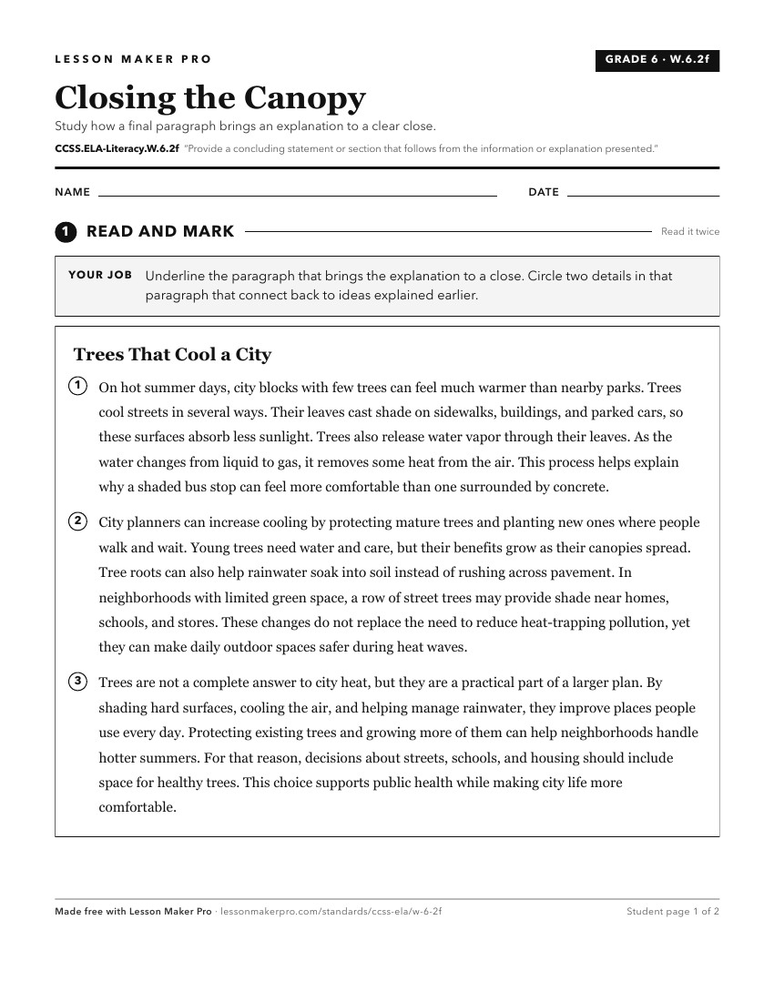 Preview of the CCSS.ELA-Literacy.W.6.2f printable worksheet