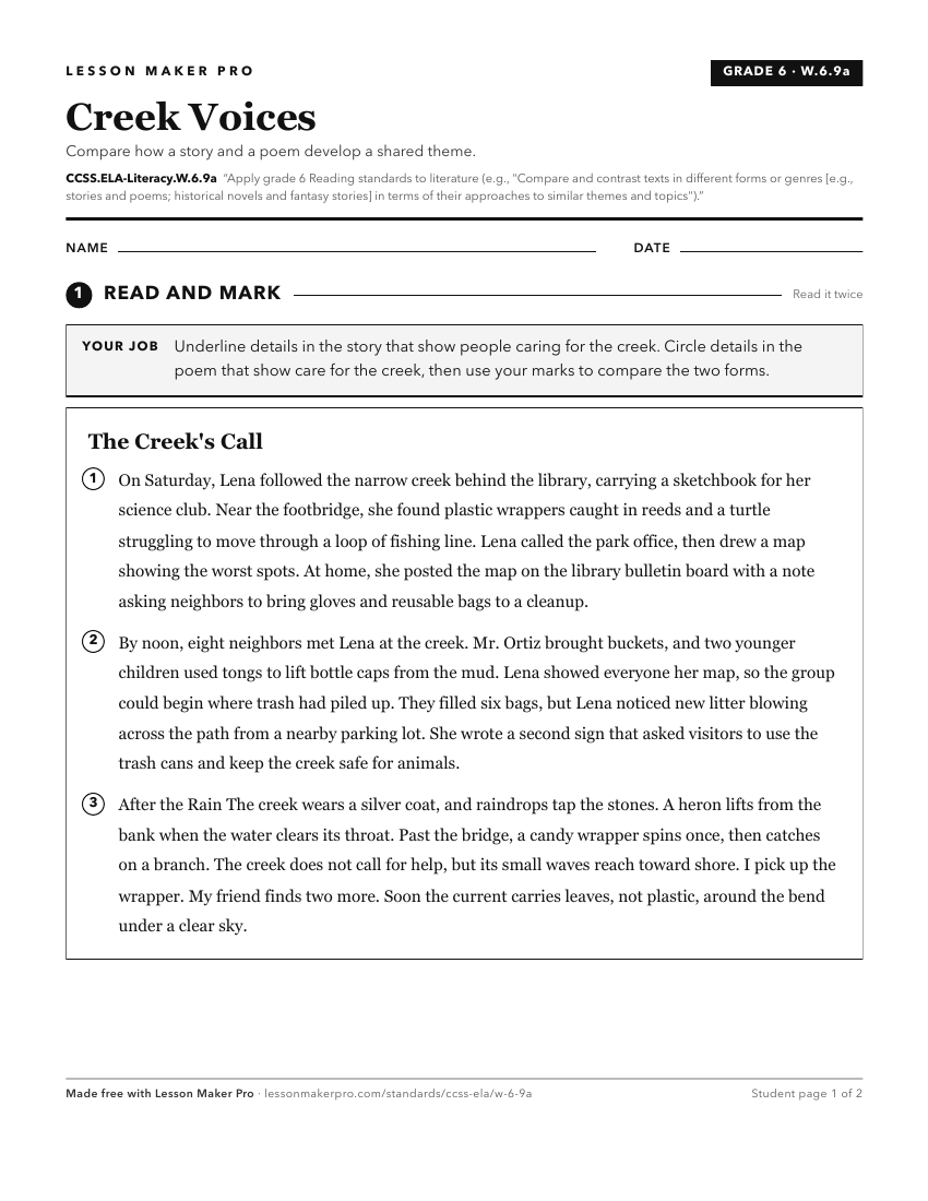 Preview of the CCSS.ELA-Literacy.W.6.9a printable worksheet