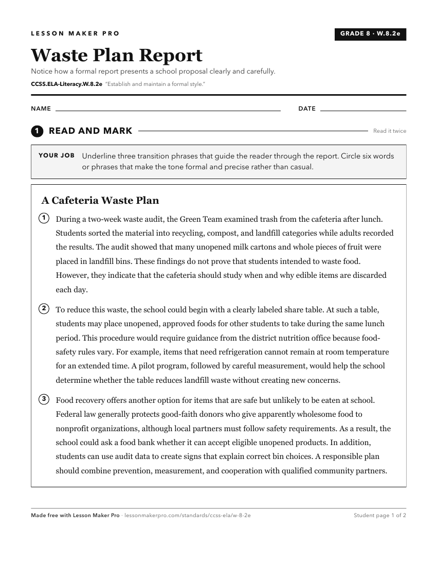 Preview of the CCSS.ELA-Literacy.W.8.2e printable worksheet