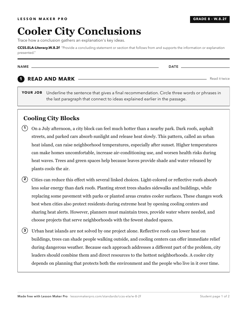 Preview of the CCSS.ELA-Literacy.W.8.2f printable worksheet
